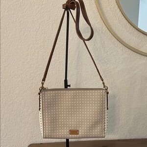 Fossil Beige and White Crossbody Bag